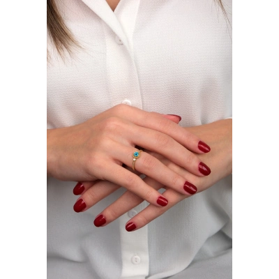 14 Ayar Altın Nazar Boncuklu Yüzük 110