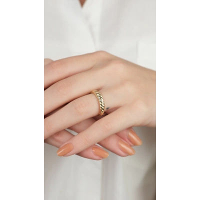 14 Ayar Altın Burgulu Sade Yüzük 857