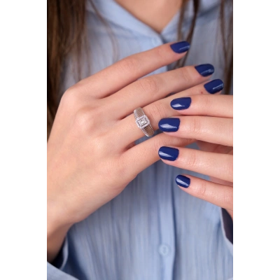 14 Ayar Beyaz Altın Baget Yüzük 150