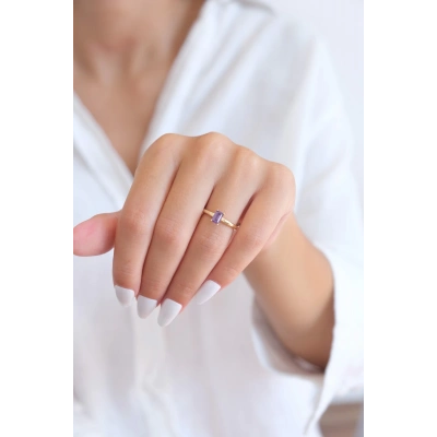 14 Ayar Altın Mor Taşlı Yüzük 397