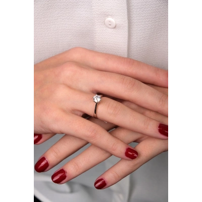 14 Ayar Beyaz Altın Tektaş Yüzük 147