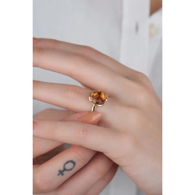 14 Ayar Altın Kahve Rengi Gül Yüzük 898