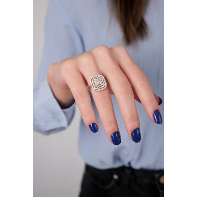 14 Ayar Beyaz Altın Baget Yüzük 192