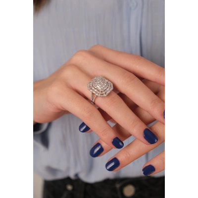 14 Ayar Beyaz Altın Baget Yüzük 253