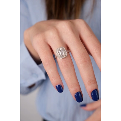 14 Ayar Beyaz Altın Baget Yüzük 193