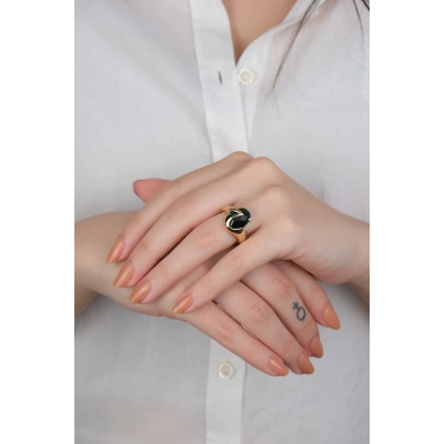 14 Ayar Altın Yeşil Taşlı Vintage Yüzük 908