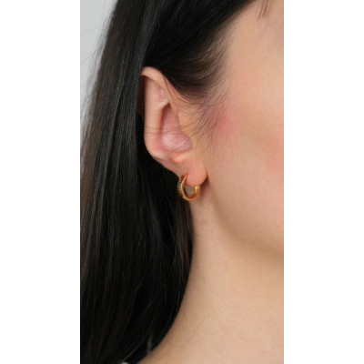 22 Ayar Altın Desenli Halka Küpe