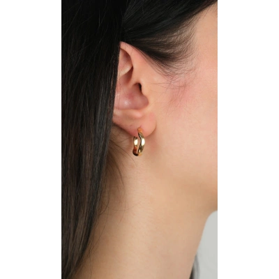 22 Ayar Altın Dalgalı Halka Küpe