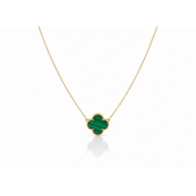 14 Ayar Altın Yeşil Yonca Kolye 690