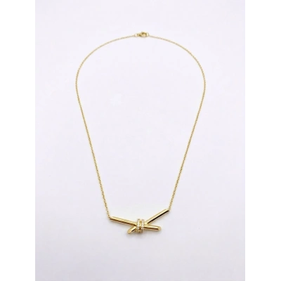 14 Ayar Altın Taşlı Düğüm Kolye 960