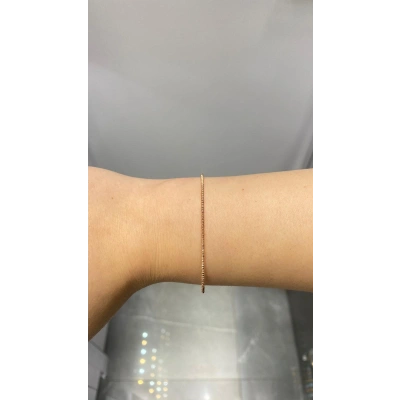 14 Ayar Altın Rose İnce Hediyelik Mini Dorikalı Kelepçe Bileklik 1220