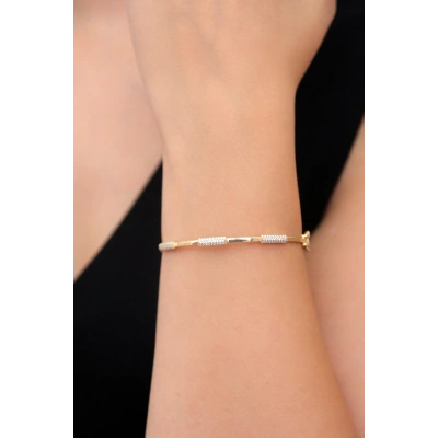 14 Ayar Altın Taşlı Spor Kelepçe 610