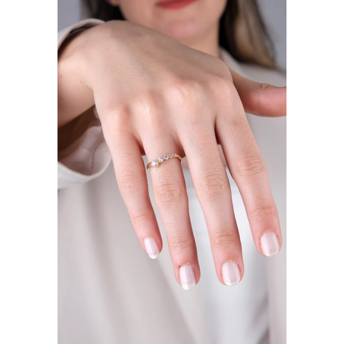 14 Ayar Altın Minimal Beştaş Yüzük 269