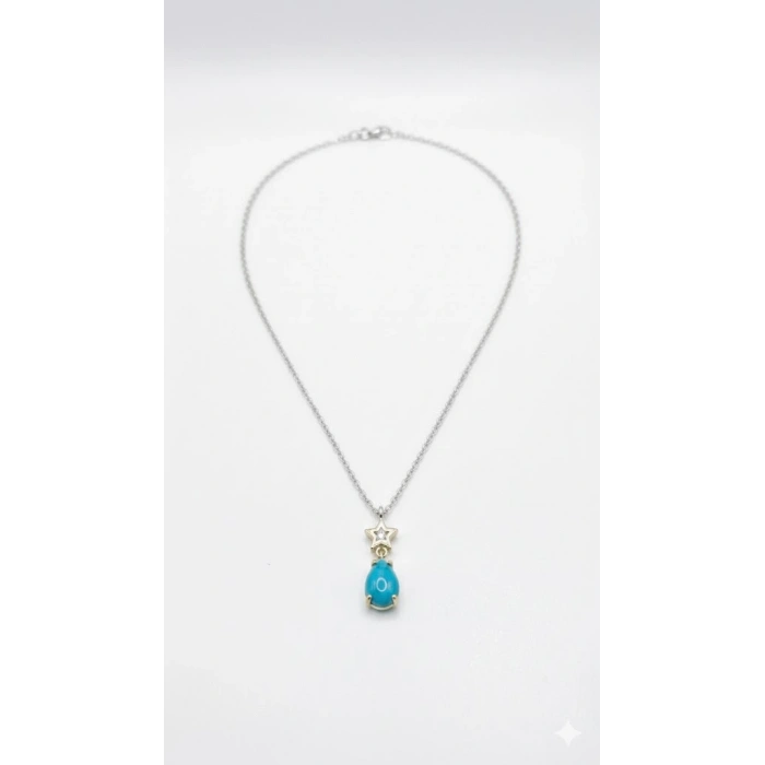 Pırlanta Mavi Safir Kolye