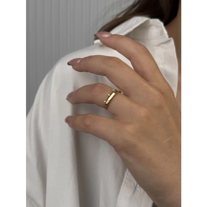 14 Ayar Altın 2 Sıralı Taşlı Yüzük 977