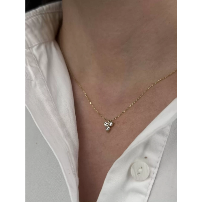 14 Ayar Altın 3 Taşlı Kolye 634