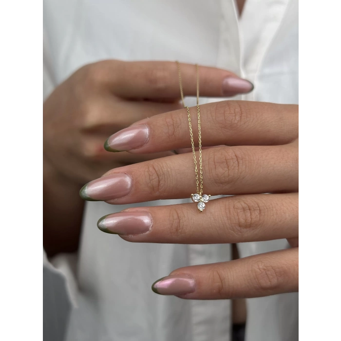 14 Ayar Altın 3 Taşlı Kolye 634