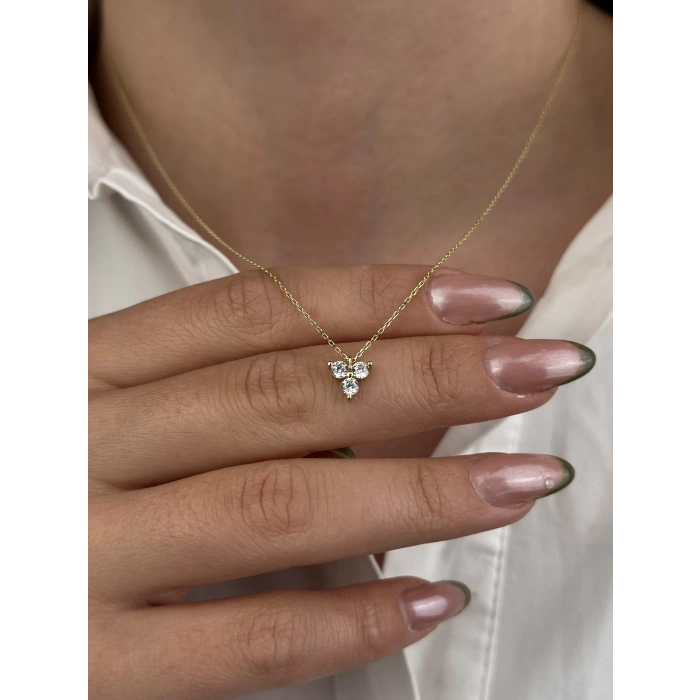 14 Ayar Altın 3 Taşlı Kolye 634