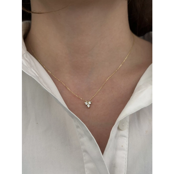 14 Ayar Altın 3 Taşlı Kolye 634