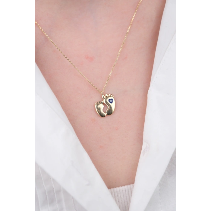 14 Ayar Altın Ayak İzi Kolye 680