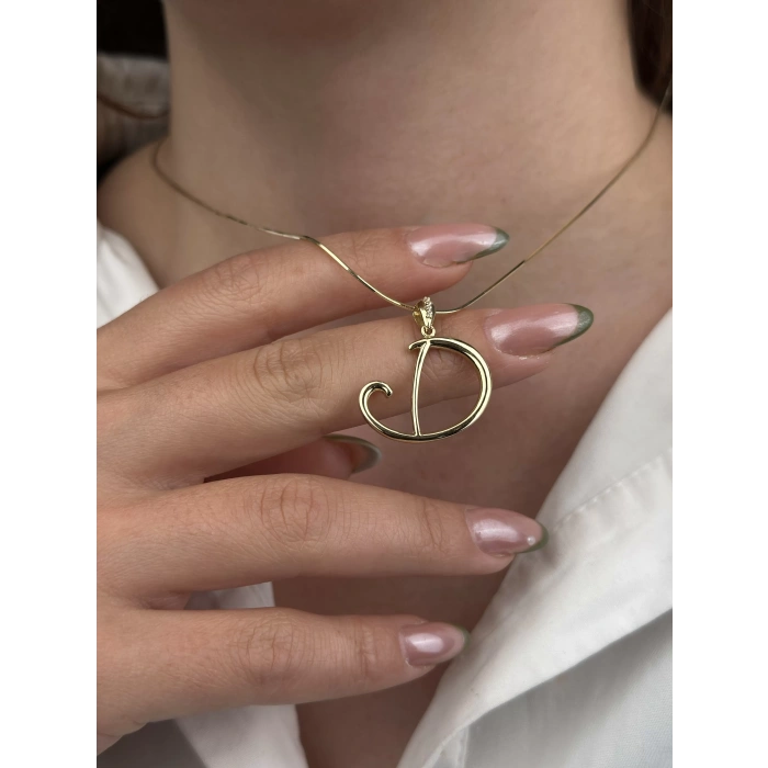 14 Ayar Altın D Harfi Kolye Ucu 591