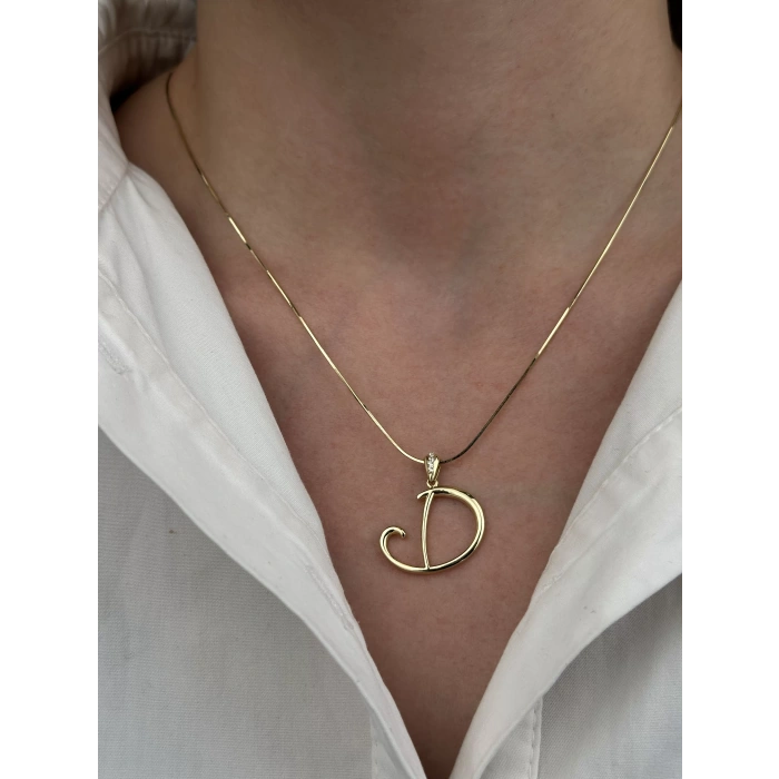 14 Ayar Altın D Harfi Kolye Ucu 591