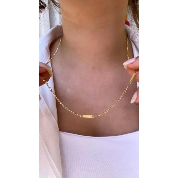 14 Ayar Altın Dorikalı Plaka Kolye 893