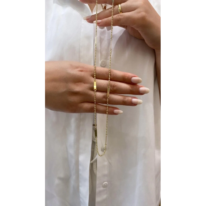 14 Ayar Altın Dorikalı Plaka Kolye 893