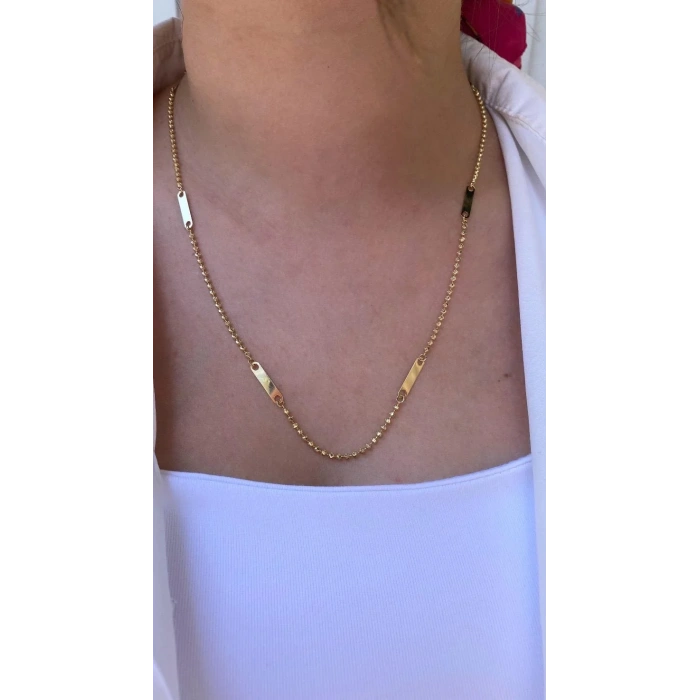 14 Ayar Altın Dorikalı Plaka Kolye 893