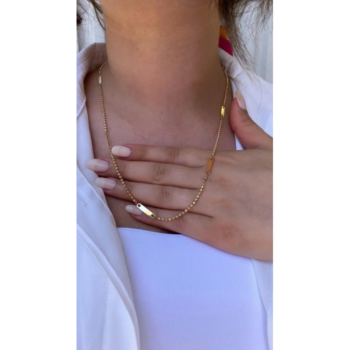 14 Ayar Altın Dorikalı Plaka Kolye 893