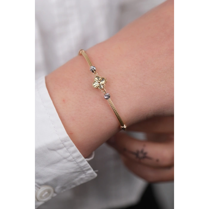 14 Ayar Altın Dorikalı Yonca Bileklik 824