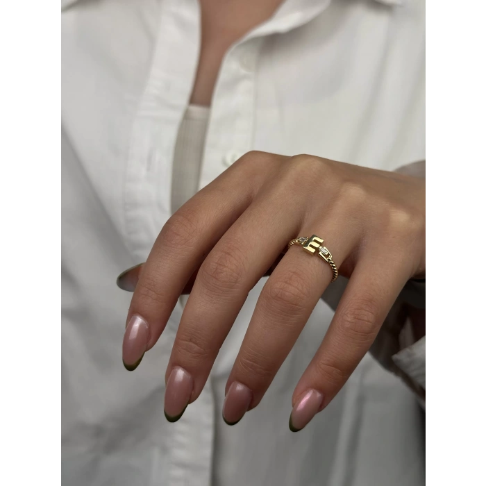 14 Ayar Altın E Harfli Yüzük 791