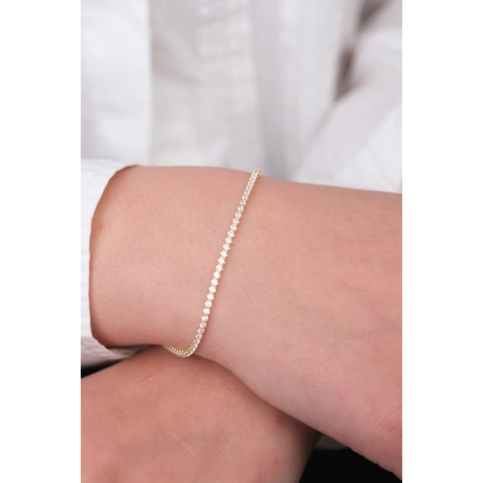 14 Ayar Altın İnce Taşlı Su Yolu Bileklik 1018