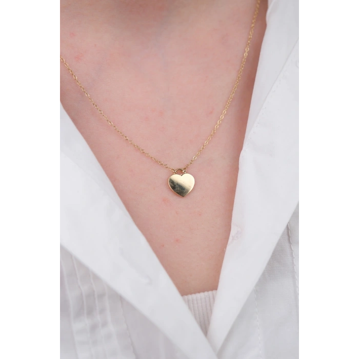 14 Ayar Altın İsim Yazılabilir Kalp Kolye 606