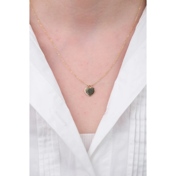 14 Ayar Altın İsim Yazılabilir Kalp Kolye 606