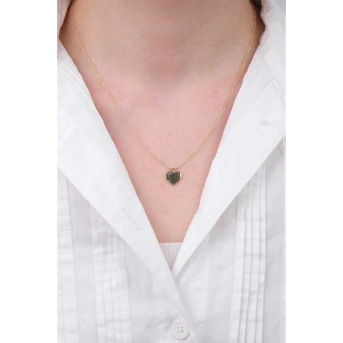 14 Ayar Altın İsim Yazılabilir Kalp Kolye 606