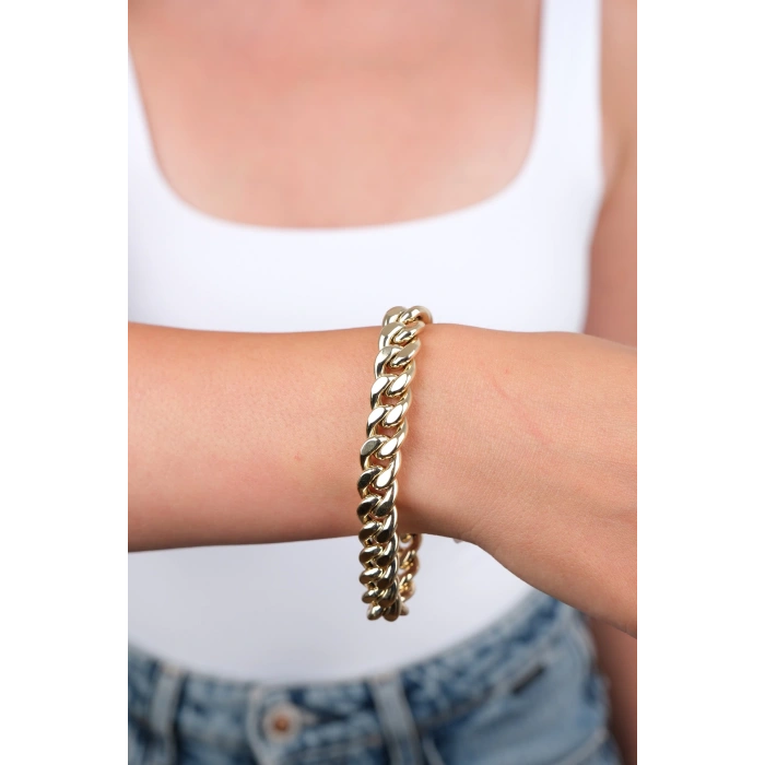 14 Ayar Altın Kalın Zincir Bileklik 1003