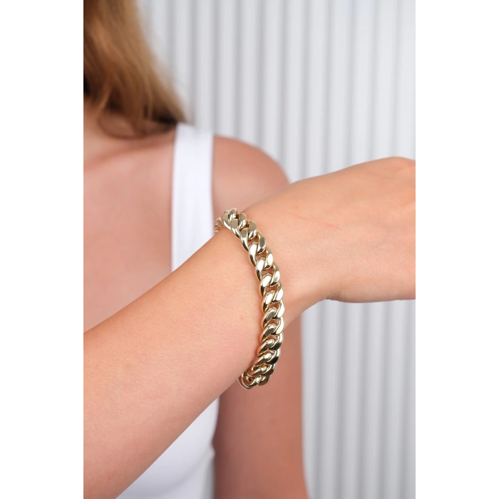 14 Ayar Altın Kalın Zincir Bileklik 1003