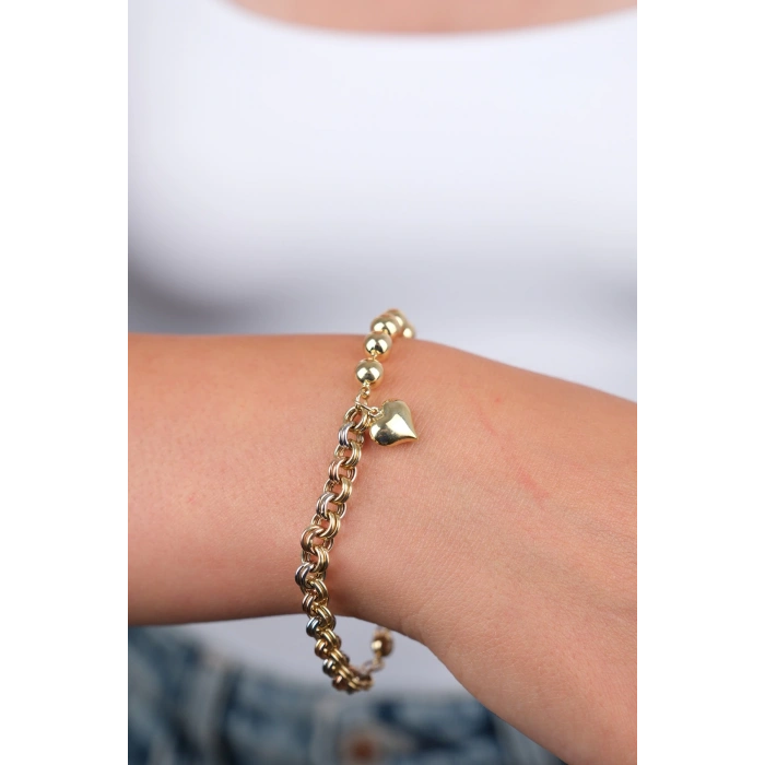 14 Ayar Altın Kalpli Bileklik 991