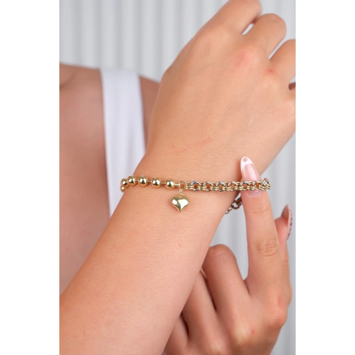 14 Ayar Altın Kalpli Bileklik 991