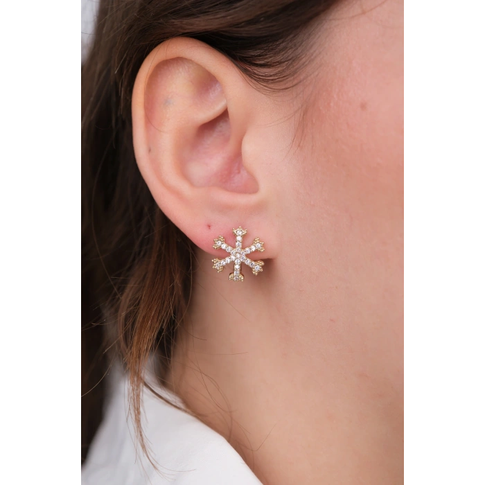 14 Ayar Altın Kar Tanesi Küpe 1191