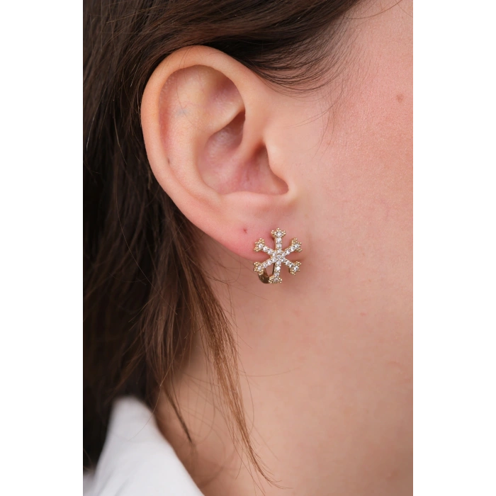 14 Ayar Altın Kar Tanesi Küpe 1191