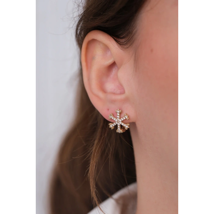 14 Ayar Altın Kar Tanesi Küpe 1191