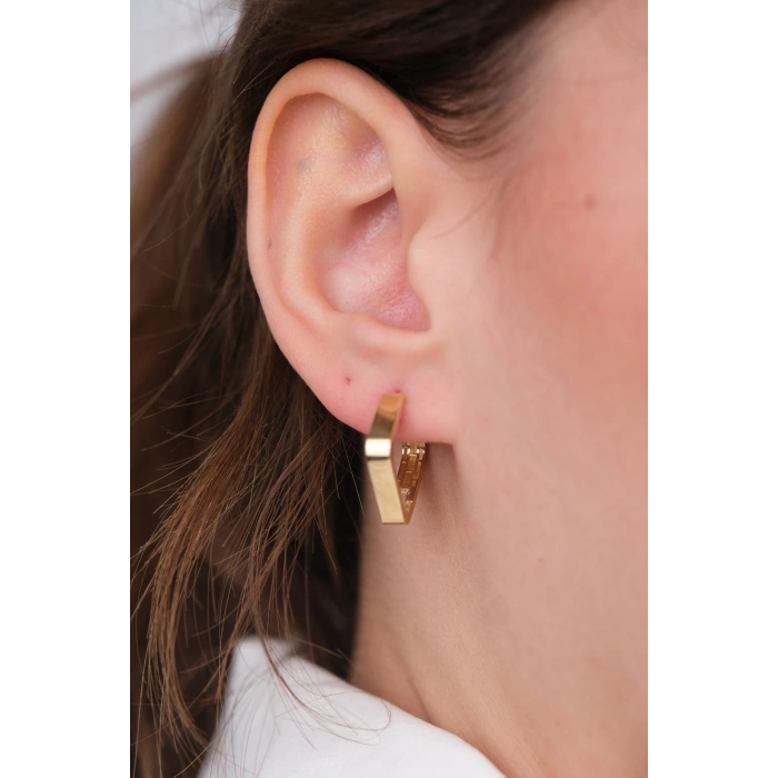 14 Ayar Altın Kare Küpe 1130