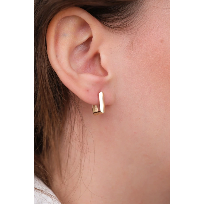 14 Ayar Altın Kare Küpe 1184