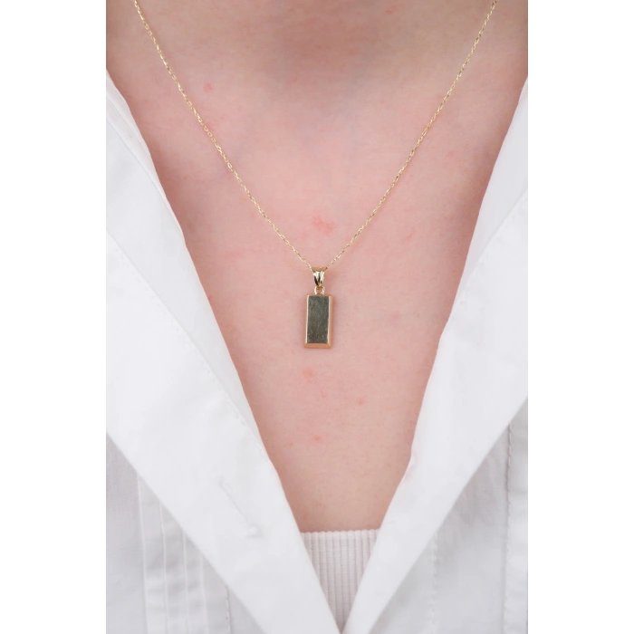 14 Ayar Altın Kişiselleştirilebilir Külçe Kolye 911