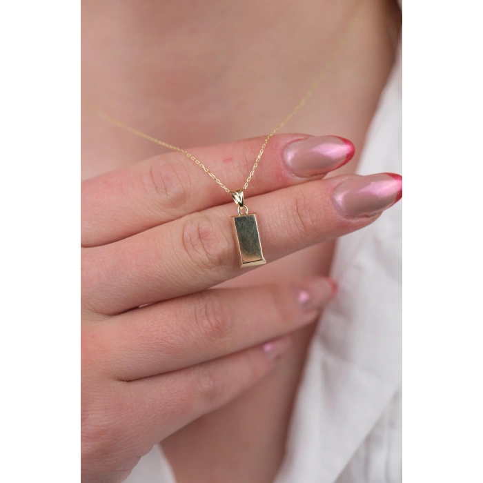 14 Ayar Altın Kişiselleştirilebilir Külçe Kolye 911