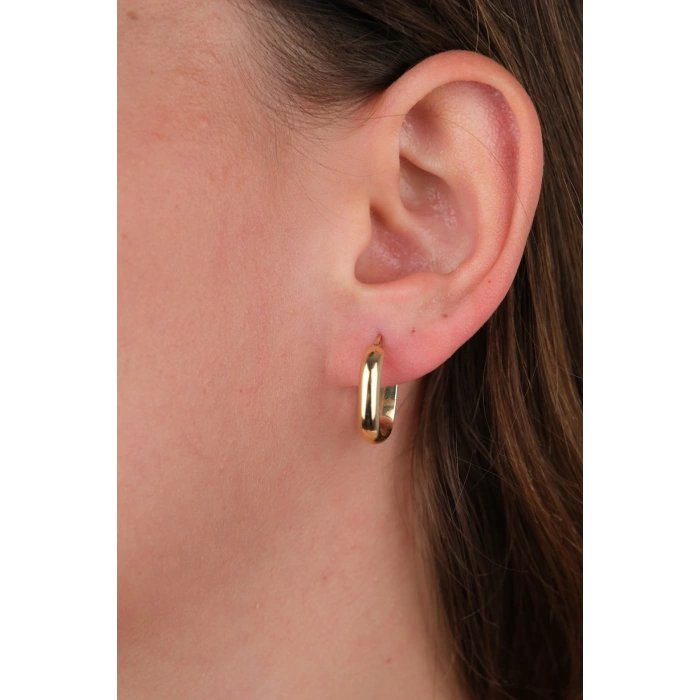 14 Ayar Altın Köşeli Halka Küpe 893