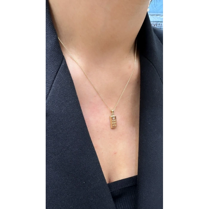 14 Ayar Altın Külçe Kolye 909