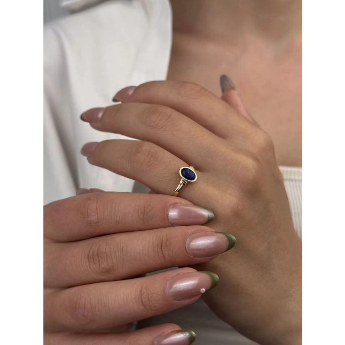 14 Ayar Altın Mavi Taşlı Yüzük 969
